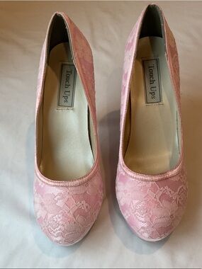 Touch Ups Pink Lace Platform Pumps